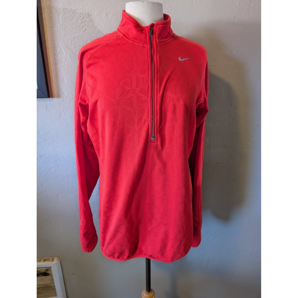 Nike Elements dri fit 1/4 zip in red‎ mens size L